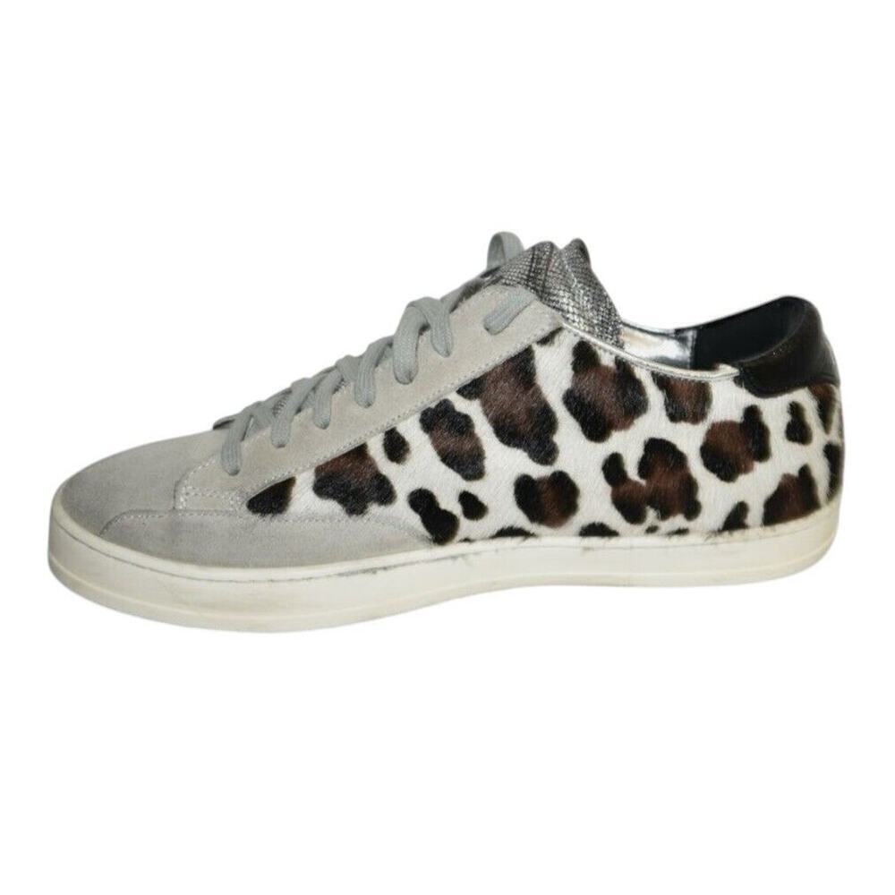 P448 John Cow Genuine Calf Hair Sneakers Leopard You Can Surf Later Shoes Sz 36
